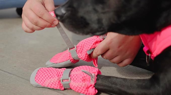 Canada Pooch Dog Boots for Hot Pavement - Dog Boots & Paw Protectors with Anti Slip Rubber | Water Friendly, Breathable Dog Shoes for Hot Days, Great for Dogs Neon Pink - Size 5
