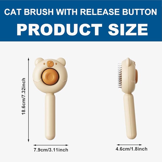 Cat Brush for Short or Long Haired Cats Dogs Rabbits, Cute Dog Brushes with Release Button for Massage and Removes Loose Fur, Dog Hair Brush Kitten Grooming Deshedding Comb