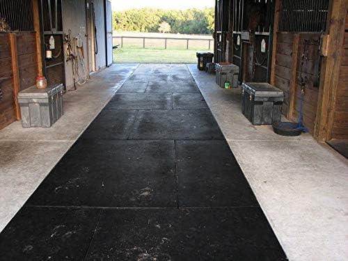 American Floor Mats - Heavy Duty Stall Tiles - Stable/Horse Tiles - Thick, Durable Rubber Flooring Solid Black 10' x 16' Set 3/8" Thick (40 Tiles Total)