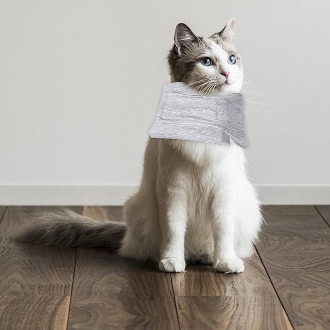 Cat Neck Brace, Breathable & Adjustable Cone Collar After Surgery Recovery Anti-Scratch Anti-Lick Protection, Cat Cone Collar for Small Medium Dogs Puppies Kittens (Grey, M)