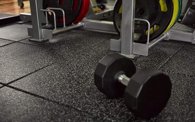 American Floor Mats - Extreme Rubber Gym Tiles - 1 Inch Thick Colorful Rubber Gym Tiles - Superior Shock and Sound Absorbing Tiles - 10% Gold 25 Tile Pack (Covers 100 Sq Ft)