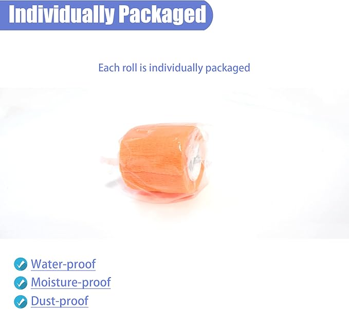 9 Pack 2" x 5 Yards Self Adhesive Bandage Wrap Self Stick Wrap for Ankle, Wrist, Finger, Sports, Breathable Cohesive Vet Tape for Pets (Light Orange)