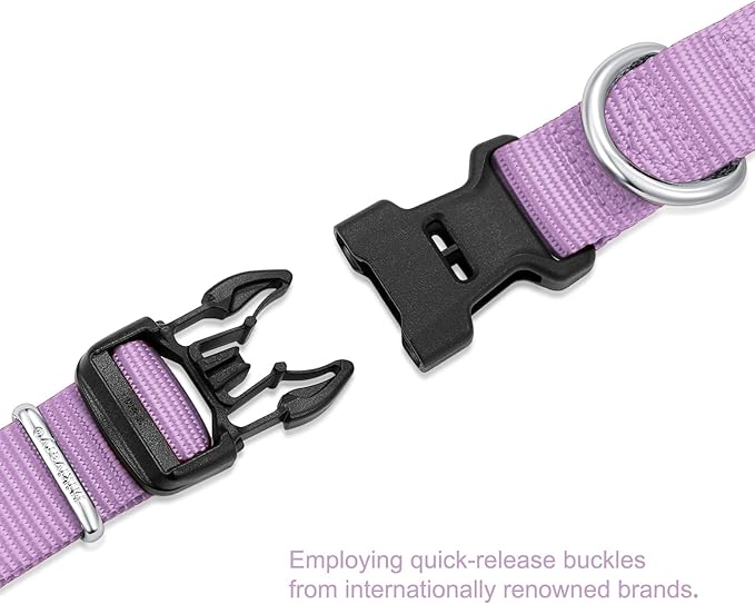 Mikivery Nylon Dog Collar with Quick Release Buckle Soft Adjustable Sturdy for Small Medium Large Dogs Violet,M