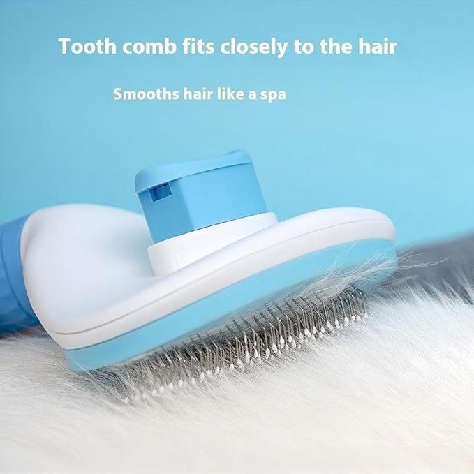 Cat Hair Brush, Cat Brush for Shedding with Metal Comb, Self Cleaning Pet Hair Brush with Release Button - Skin Friendly Deshedding Grooming Brush for Short and Long Haired Cats