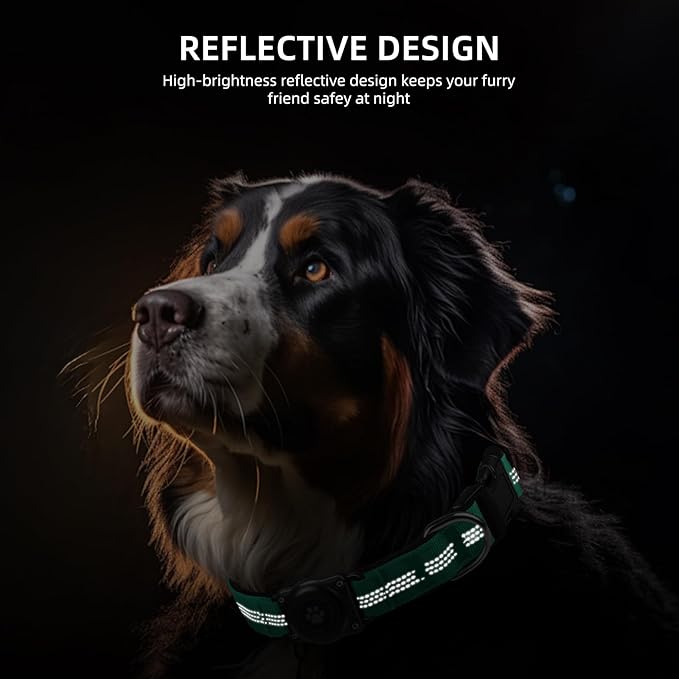 Upgraded AirTag Dog Collar, IP68 Waterproof Air Tag Dog Collar Holder, Reflective, Ultra-Durable, Comfortable Padded, Heavy Duty Dog Collars for Small Medium Large Dogs (M (12.6"-17.1"), Teal)
