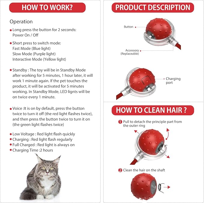 Interactive Cat Toys Ball for Indoor Cats Fast Rolling on Carpet,Colorful Plastic Spring Cat Toys 5Suit ,Automatic Kitten Toys for Bored Indoor Adult Cats,Motion Activated