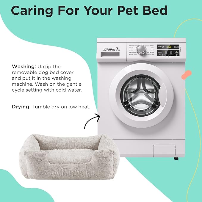 Best Friends by Sheri Lux Lounge Bed Calming Faux Fur Dog Bed, Oyster, Cream, Medium, 30" x 20"