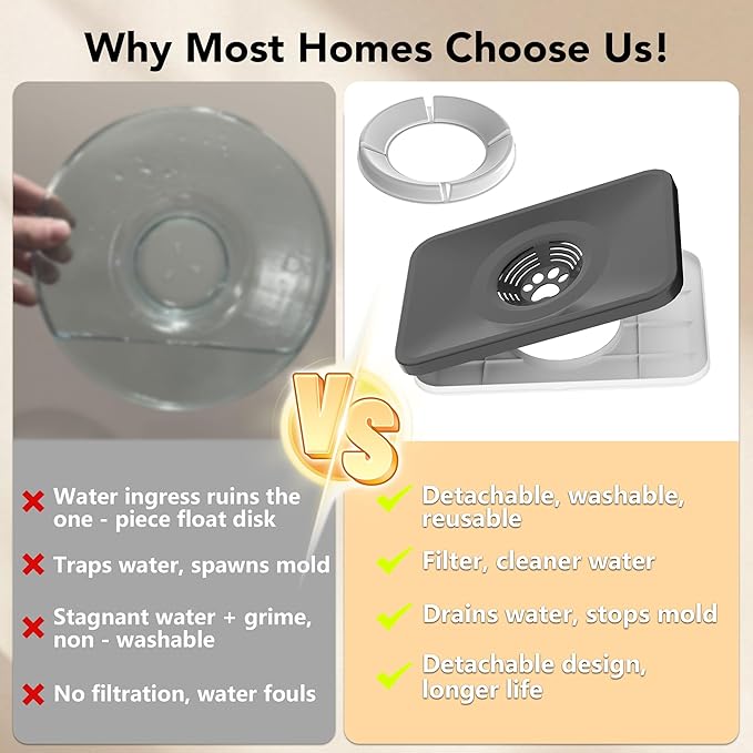 Decflow 10L Stainless Steel Dog Water Bowl, No Spill Anti-Splash Dog Bowls with XXL Silicone Mat, Spill-Proof Slow Feeder for Messy Drinkers, Heavy Duty Pet Bowls for Indoor/Outdoor Use Grey