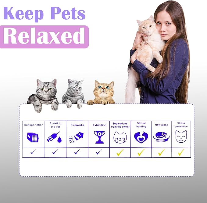 4 Pack Calming Collar for Cats - 60 Days Anxiety and Stress Relief, Relaxing Cat Collar, Adjustable Pheromones Collar for Cats,Natural Soothing for Continuous Calming