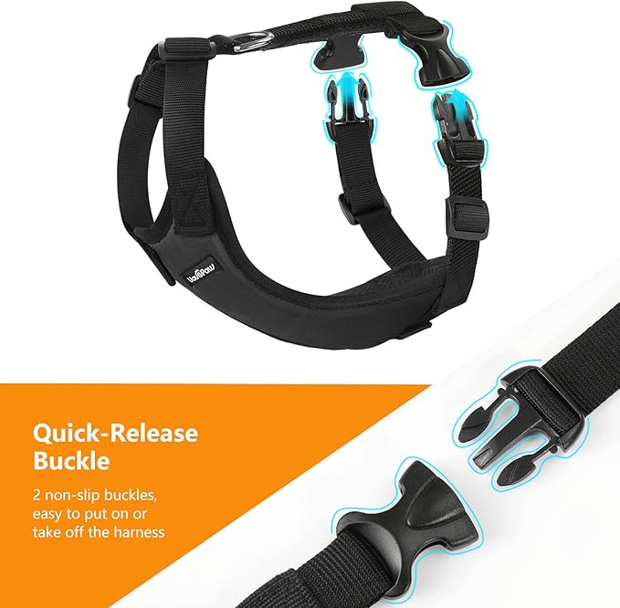 Dog Seat Belt, Safety Vest Dog Car Harness with Adjustable Buckle Dog Seat Belt for Vehicle Nylon Pet Safety Seat Belts Heavy Duty(XXL, Black)