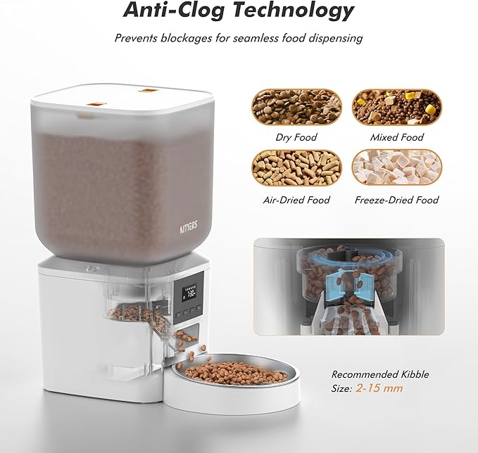 Automatic Dog & Cat Feeder with Camera & WiFi – 8L/34 Cups, 1080P Night Vision, 2.4 & 5G WiFi, 2-Way Talk, 10s Voice Recording, Timed Food Dispenser, Up to 99 Portions, 15 Meals Per Day