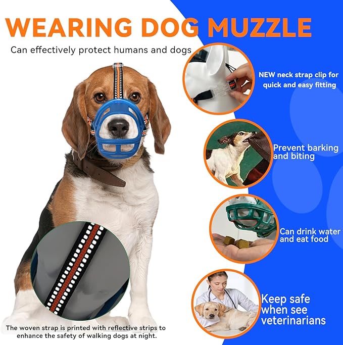 Dog Muzzle, Basket Muzzle for Small Medium Large Dogs, Anti-Biting and Chewing, Lightweight & Sturdy Cage Design, Allows Panting & Drinking, Ideal for Grooming & Training(Blue Size S)