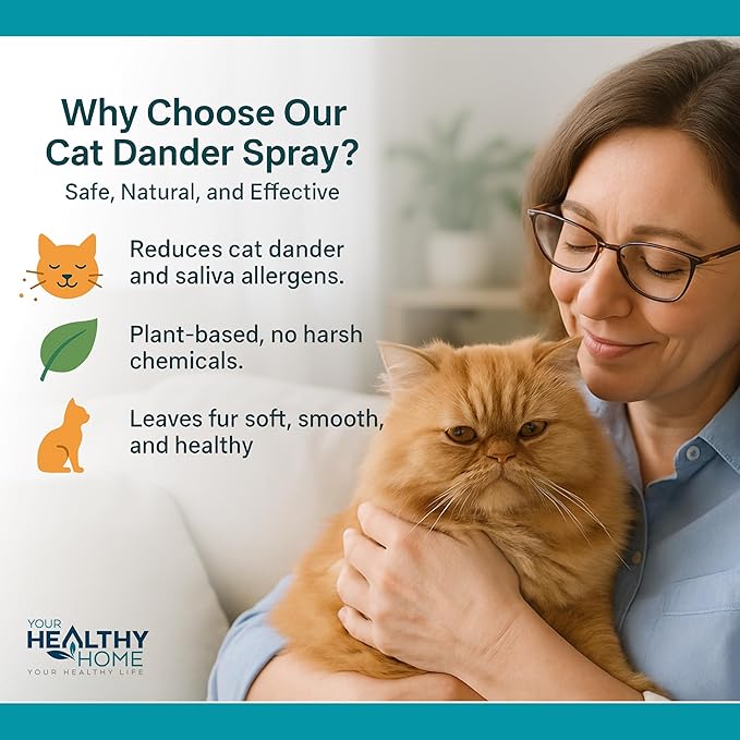 Cat Dander Remover Aloe Vera Free- Pet Dander Allergy Reducer Relief Dry Skin Spray for Cats and Humans| Cruelty-Free & Made in USA (1 Pack)