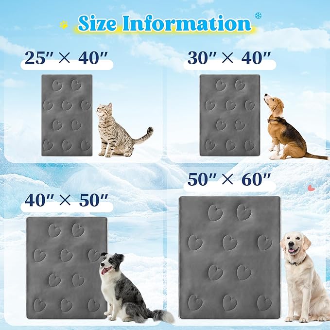 Cooling Blanket for Dogs, Lightweight & Durable Dog Cooling Mat, Q-MAX>0.45 Soft Breathable Pets Comforter for Couch, Bed & Car Essential - Dark Grey 30x40 Inches