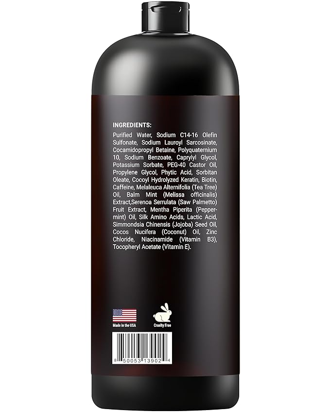 Biotin Shampoo with Keratin - Advanced Anti-Thinning, Hair Growth & Repair Formula - Soothes Scalp, with Tea Tree Oil & DHT Blockers - Strong, Healthy Hair for Men & Women - 16 fl oz