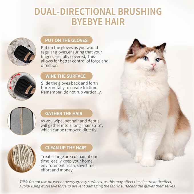 2π·ππ Pet Hair Removal Glove for Cats & Dogs, Newly Pro Five-Finger Electrostatic Pet Hair Remover Gloves, Reusable & Washable Magic Brush Pet Hair Removal Tool for Couch, Clothing, Carpet, Car Seat