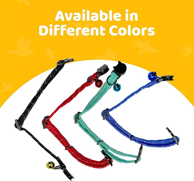 BirdsBeSafeĀ® Break Away Cat Collar with Bell, Reflective Thread for Night Visibility, Comfortable Elastic Stretch Cat Collar to Protect Cat from Getting Stuck in The Garden.