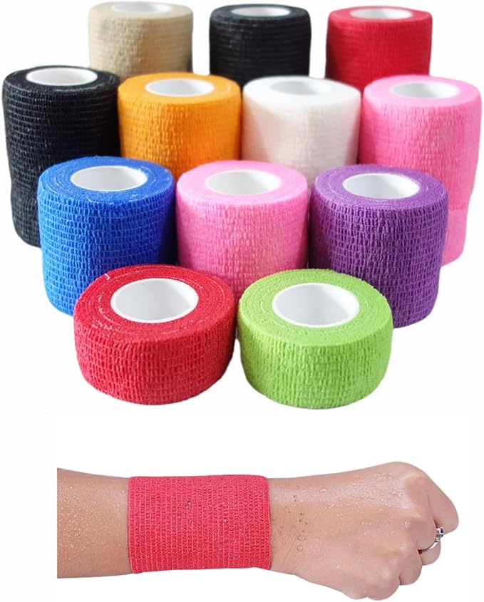 6 Pack 2" x 5 Yards Self Adhesive Bandage Wrap Breathable Cohesive Vet Wrap for Pets, Elastic Self-Adherent Tape for Sports, Wrist, Ankle (Purple)