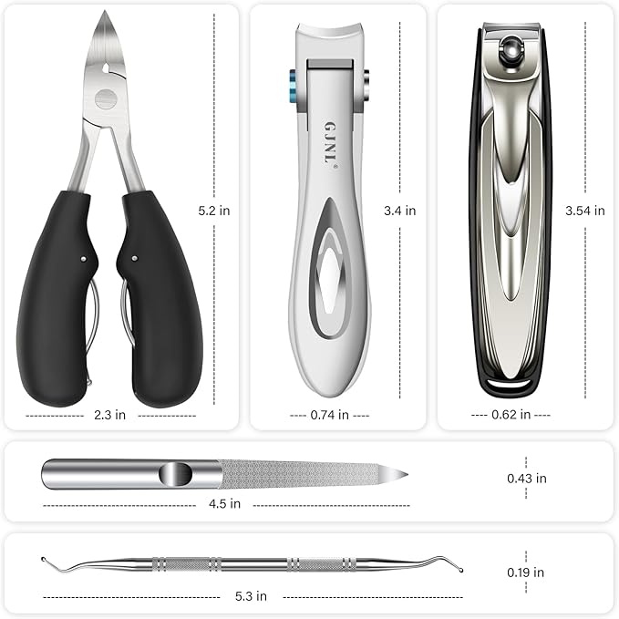 Toe Nail Clippers for Thick Nails - 5PCS Heavy Duty Toenail Clipper for Men, 37mm/16mm Wide Jaw Opening Nail Clippers