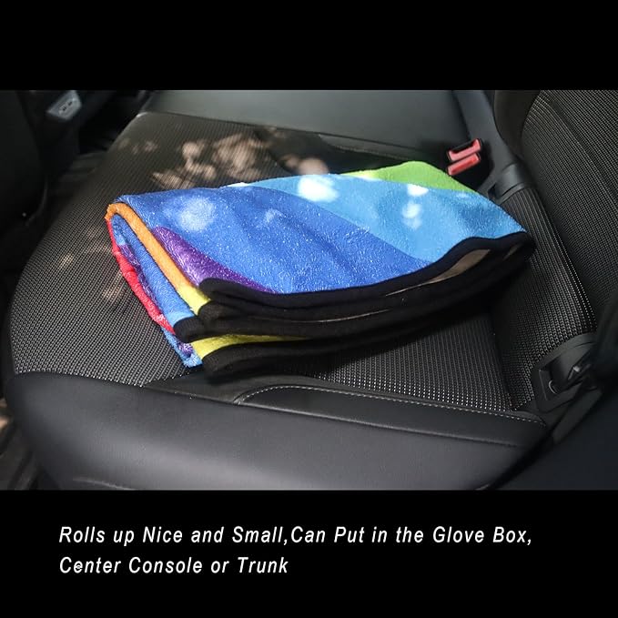 Car Seat Cover Protector Front Seats,for Gym Workout,Running,Swimming,Beach and Hiking,Waterproof Sweat Towel Bucket Seat Covers for Cars SUV Trucks (Rainbow, 1Pcs)