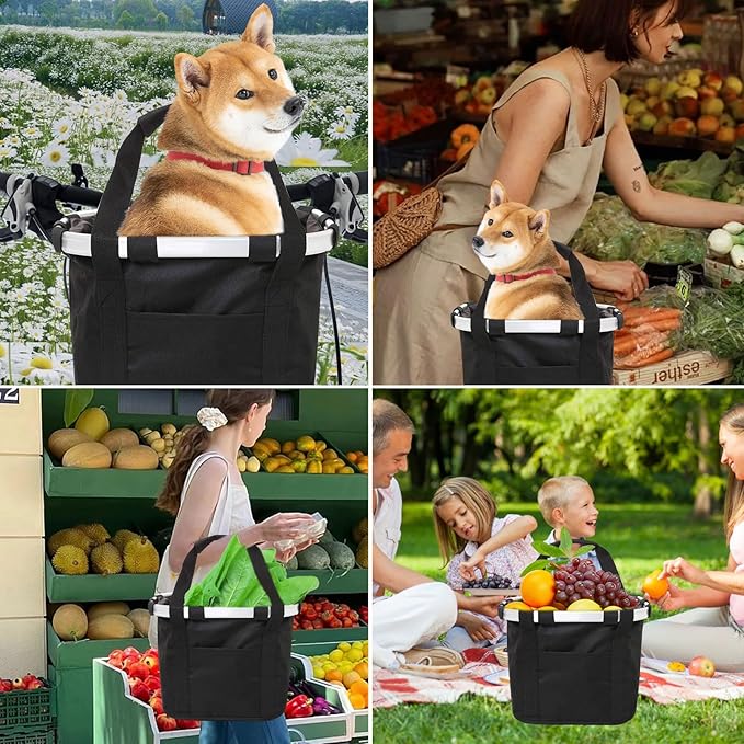 Bike Basket Front Dog Basket for Bike, Bike Baskets for Adult Bikes, Bike Bags for Bicycles, Removable Bicycle Basket, Folding Small Pet Bag for Shopping Camping Cycling