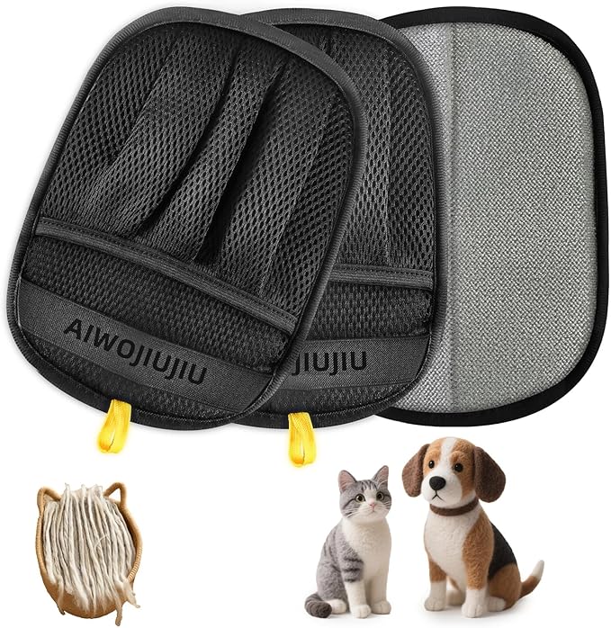 2π·ππ Pet Hair Removal Glove for Cats & Dogs, Newly Pro Five-Finger Electrostatic Pet Hair Remover Gloves, Reusable & Washable Magic Brush Pet Hair Removal Tool for Couch, Clothing, Carpet, Car Seat