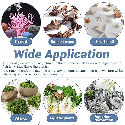 Aquarium Glue Fish Safety, 25Pcs Coral Reef Glue for Plants Moss, Coral, Stone, Wood Aquascaping, Quick Drying (25)