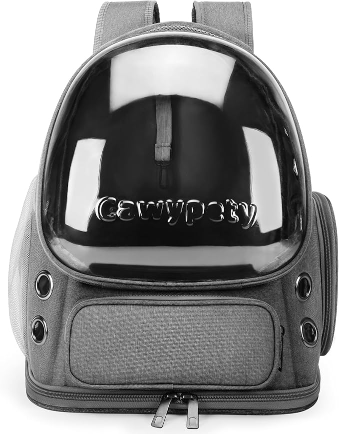 Cat Backpack Carrier, Breathable Cat Carrier Large Space Bubble Pet Backpack for Kitty Small Dog up to 12lbs, Transparent & Foldable Pet Carrier for Travel Hiking