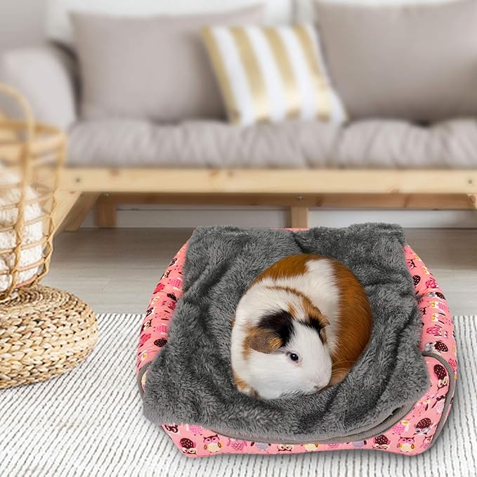 BWOGUE Guinea Pig House Bed Cozy Hamster Cave Large Hideout for Dwarf Rabbits Hedgehog Bearded Dragon Winter Nest Hamster Cage Accessories