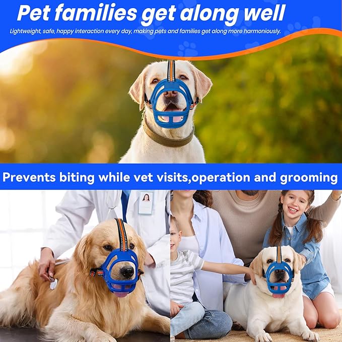 Dog Muzzle, Basket Muzzle for Small Medium Large Dogs, Anti-Biting and Chewing, Lightweight & Sturdy Cage Design, Allows Panting & Drinking, Ideal for Grooming & Training(Blue Size S)