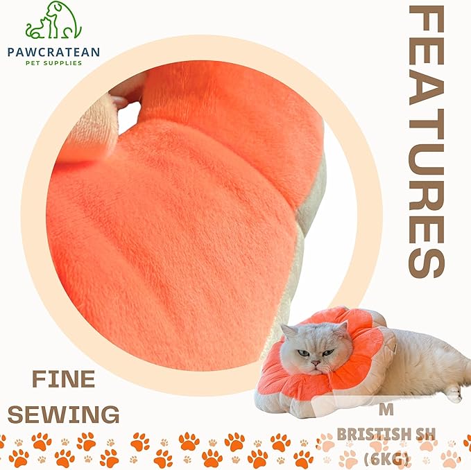 Adjustable Comfy Flower Style Elizabeth Collar for Cats Puppies Soft Recovery Cone Pet Protective Neck Collar (Orange, Samll)