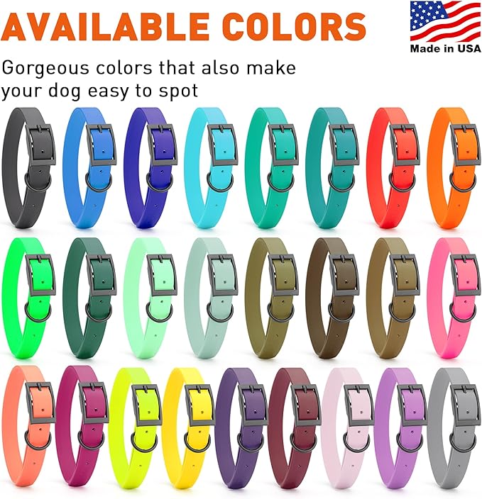 Dogline Biothane Waterproof Dog Collar Strong Coated Nylon Webbing with Black Hardware Odor- Proof for Easy Care Easy to Clean High Performance Fits Small Medium or Large Dogs, Violet Purple