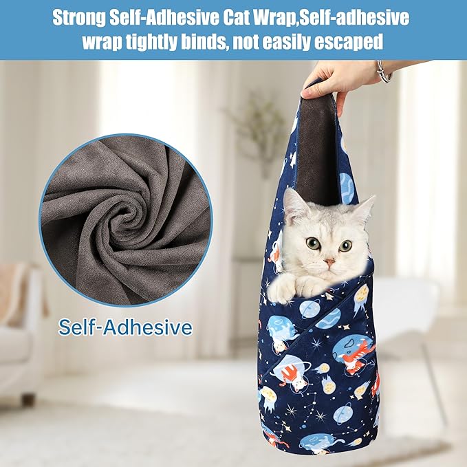 Cat Grooming Wrap,Anti-Escape Cat Wrap for Grooming,Self-Adherent Soft Cat Blanket to Wrap,Anti-Bite,Clip Nails,Anti-Scratch,Cat Calming Wrap,Cat Burrito Wrap,Swaddle Wrap Pet Tool Large Size
