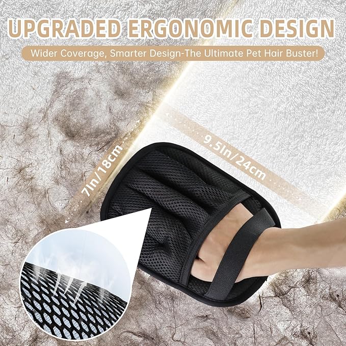 2π·ππ Pet Hair Removal Glove for Cats & Dogs, Newly Pro Five-Finger Electrostatic Pet Hair Remover Gloves, Reusable & Washable Magic Brush Pet Hair Removal Tool for Couch, Clothing, Carpet, Car Seat