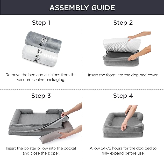 Bedsure XL Plus Orthopedic Dog Bed for Extra Large Dogs - Washable XLarge Dog Cat Bed Waterproof, Comfort Dogs Couch Sofa with Washable Removable Cover, Pet Bed with Nonskid Bottom, Washed Blue, 48"