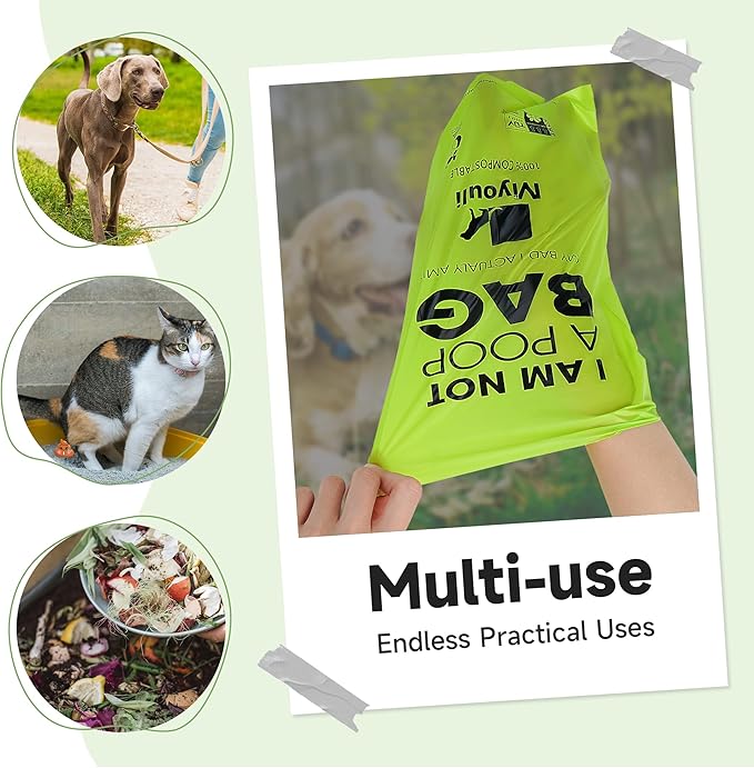 Certified Compostable Poop Bags for Dogs, 240 Poop Bags (16 Rolls), Landfill Friendly, Leak Proof Unscented Easy Open Poop Waste Bag(Green)