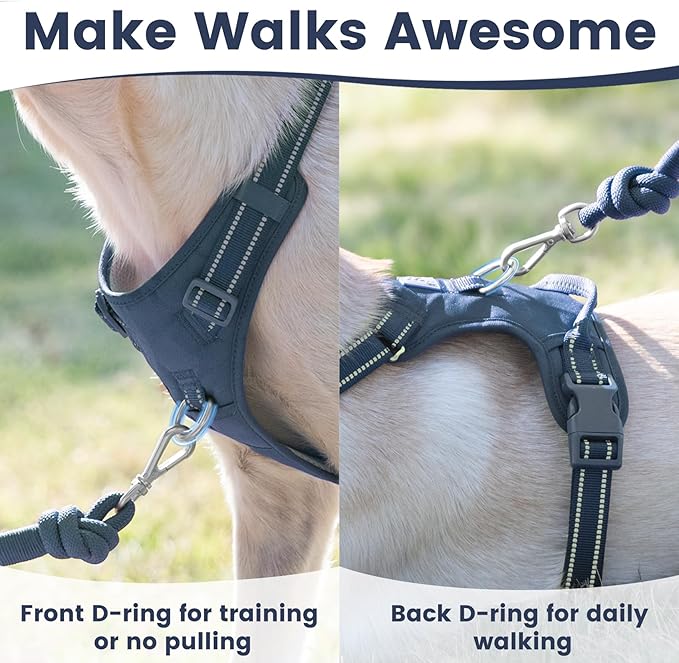 No Pull Dog Harness, Reflective Puppy Vest for Small Medium Large Sized Dog(Prussian Blue,XL)