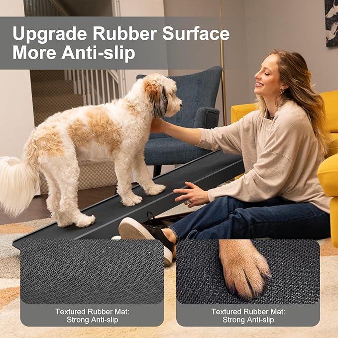 ABORON Dog Ramp,Adjustable Folding Pet Ramp for Bed,Couch,SUV - High Traction Portable Rubber Paw Ramps,Great for Small & Large Old Dogs & Cats, Supports up to 200 lbs,39.3''Long