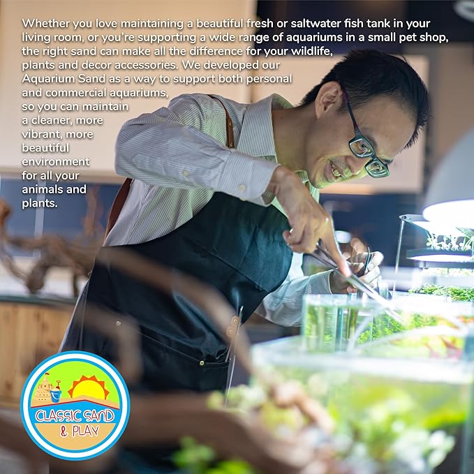 CLASSIC SAND & PLAY Natural Aquarium Sand for Freshwater and Saltwater Tanks, 20 lb. Bag, Improves Filter Life and Filtration Process, Pre-Washed Fine Sand, Green