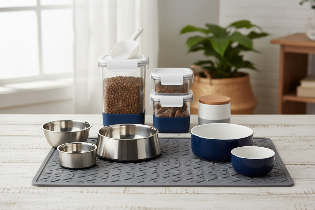 Dog Feeding Essentials: Bowls, Mats, and Storage