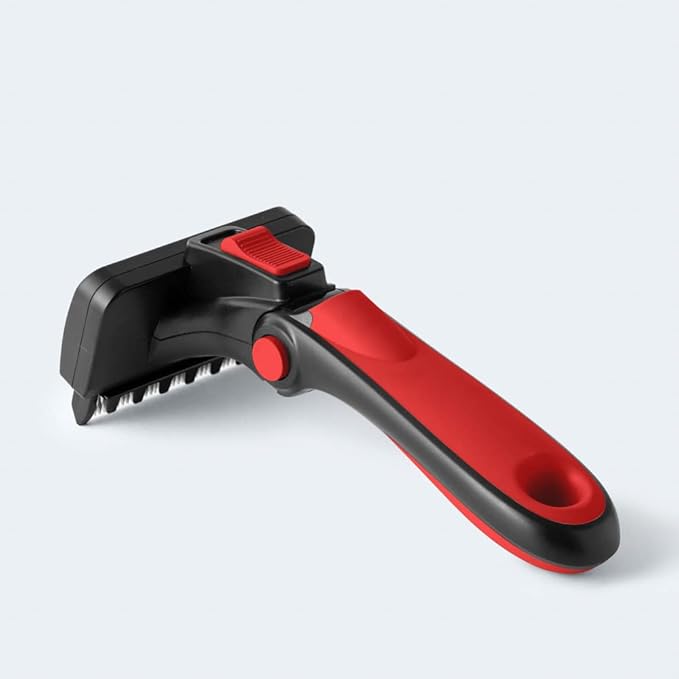 Deshedding Dog Brush for Long Hair (Medium,Red) – Gentle Deshedding tool for Dogs & Cats – Reduces shedding, without damaging topcoat. Removes Loose Fur & Dead Undercoat.