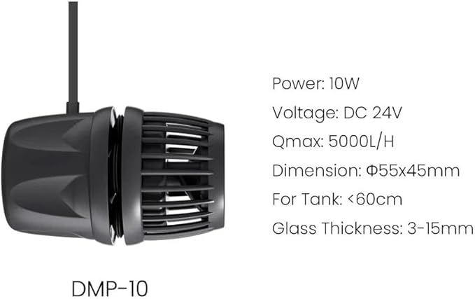Aquarium Wave Maker Pump (DMP10) – Submersible Circulation Pump for Saltwater Marine Reef Tanks, Bluetooth App Control & Smart Controller
