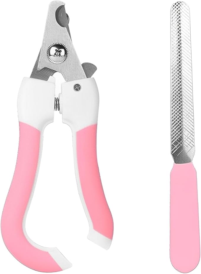 Cat Nail Clippers for Beginners and Groomers - Durable pet trimmer - Supplies with Safety Guard, Avoid Overcutting - Grooming Tool for Small Animals Tiny Dog Indoor Cat Bunny Rabbit Bird Kitten (Pink)
