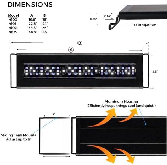 Current USA 24-36" Inch Orbit Marine LED Saltwater Reef Marine Aquarium Light | 24 Hour IR Lighting & eFlux Wave Pump Control | Adjustable Color Spectrum for Fish Tank (4101)