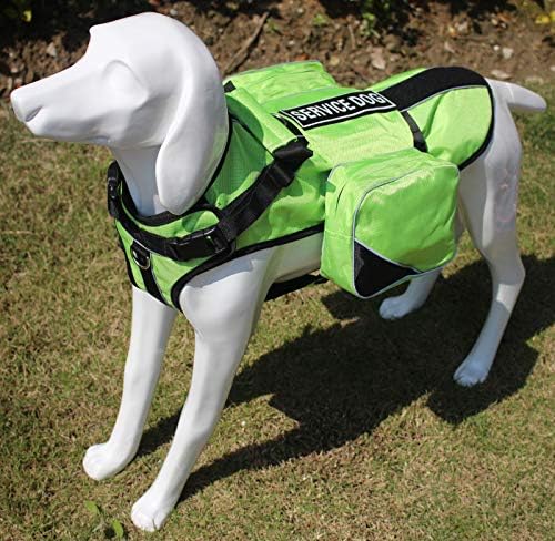 Serijoars Dog Vest Harnesses with Saddlebag Backpack for Camping & Travel - Reflective Hound Hiking Backpack Saddle Bag - Lightweight Vest Harness for Medium & Large Dogs (Green, L)