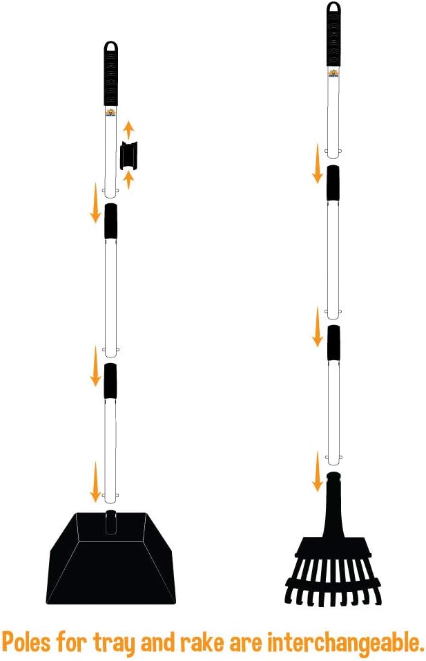 Bodhi Dog Pooper Scooper for Small to Large Dogs - Heavy Duty Metal Long Handle Tray & Rake Poop Scoop - Durable, Rust-Resistant, Great for Grass, Streets, Gravel & Outdoor Cleanups