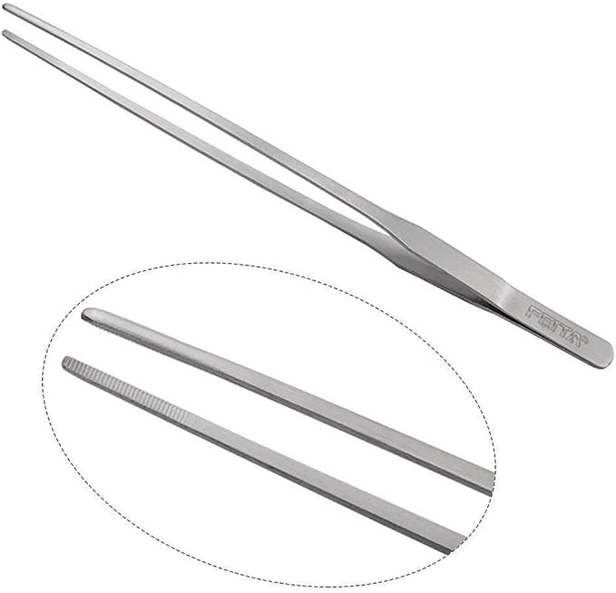 Aquarium Tweezer Set - FEITA Long Stainless Steel Curved & Straight Aquarium Feeding Tweezers Scissors Maintenance Tools Kit (3 Pcs)