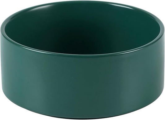 Ceramic 6.1inch Non-Slip Dog Food and Water Bowl for Small & Medium Breed Dogs,Pet Bowl for Replacement, Protects Cervical Spine (Green)