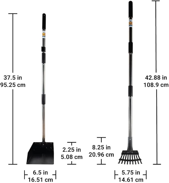 Bodhi Dog Pooper Scooper for Small to Large Dogs - Heavy Duty Metal Long Handle Tray & Rake Poop Scoop - Durable, Rust-Resistant, Great for Grass, Streets, Gravel & Outdoor Cleanups