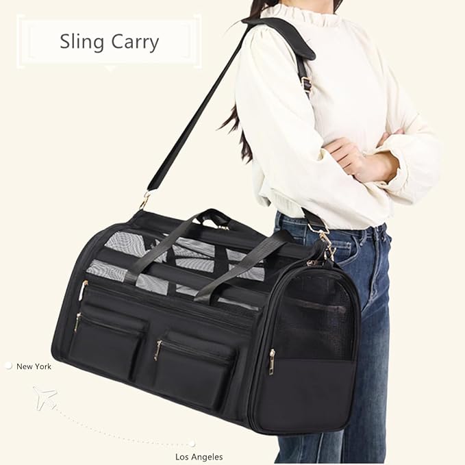 Cat Carrier Bag,Soft Sided Ventilated Pet Carrier for Small Dog Airline Approved Travel Puppy Carrier with Breathable Mesh, Foldable Portable for Outdoor Car